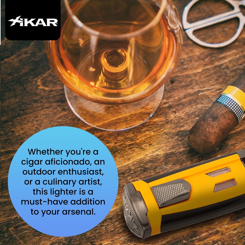 Xikar HP3 Triple Jet Flame Butane Torch Lighter, Yellow |