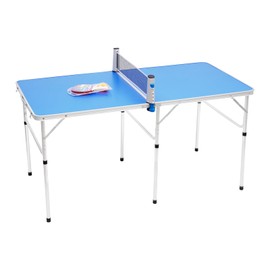 DDBESSIC Foldable Ping Pong Table, 5 x 2.5 ft Mini Ping Pong Table Set, Indoor Outdoor Table Tennis Game Set with Net, 2* Rackets and 3* Balls Portable Table Tennis Table