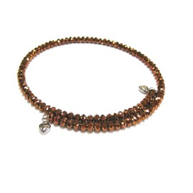 Linpeng Metallic Glass Beads Memory Wire Choker, for women, Birthday Christmas Jewelry Gift, Rose Gold, 1 pc