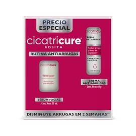 CICATRICURE KIT Rosita, Sérum Facial 30ml + Crema antiarrugas 60g, Rutina Antiarrugas que disminuye arrugas y líneas de expresión en 2 semanas
