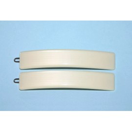 Charles Wahba Vintage Hair Clip Barrette Shapes Bow Diamond Swirl Cream Ivory Made in Belgium - Long Rectangle