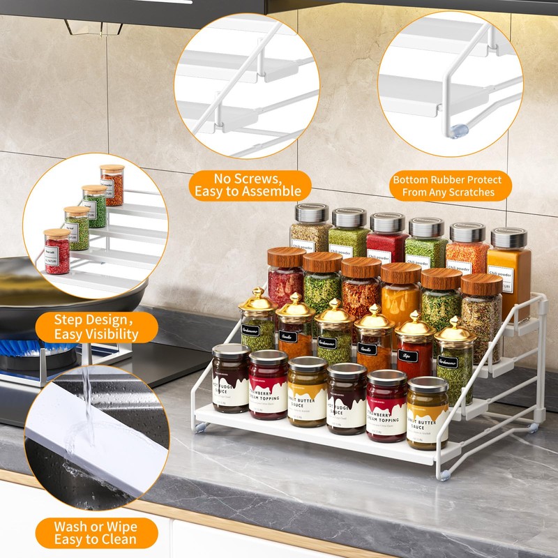 RCHYFEED Spice Rack Organizer for Cabinet, 4 Tier Spice Organization