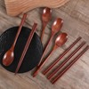 4 Pairs Chopsticks and 4 Spoons Set Wooden Chopsticks Spoon