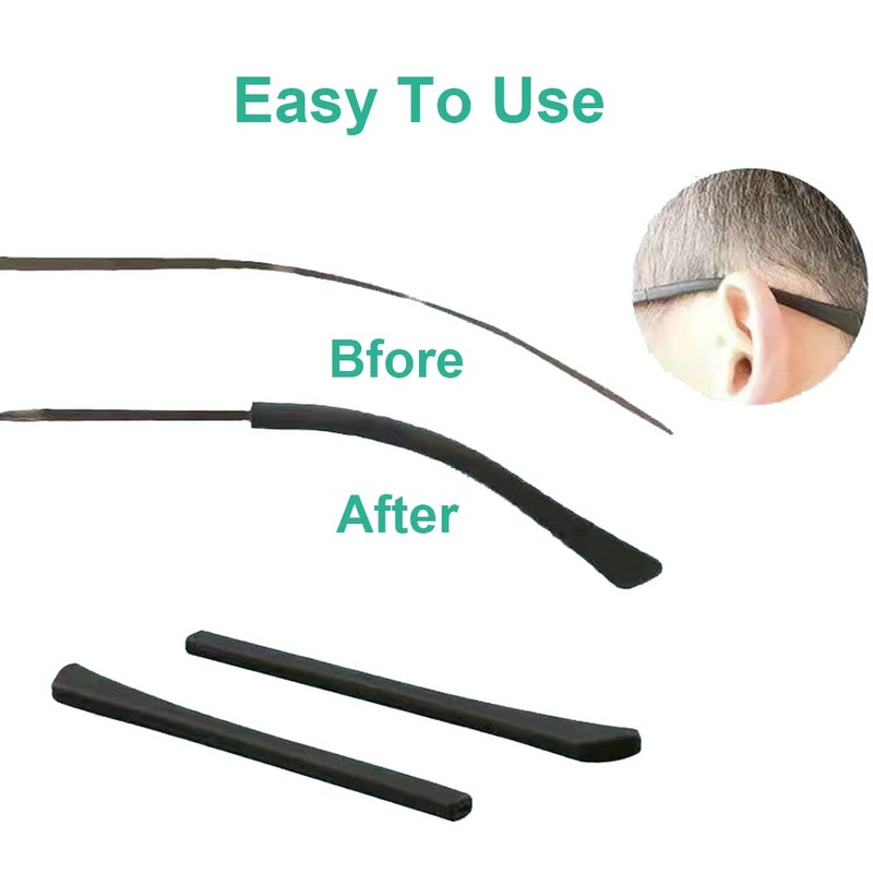 Junsika Eyeglass Temple End Tips Soft Silicone Anti Slip Eyeglass