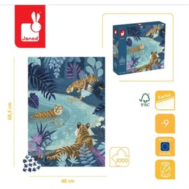 Janod, Jigsaw Puzzle 1000 Pieces Tiger in Moonlight from 9 Years J02511