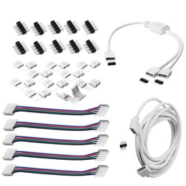 euroharry LED Strip Connector LED Strip Extension LED Strip Corner Connector LED Strip Mounting Clips for 10 mm 4-Pin RGB 5050 LED Strip (3 m LED Light Connection Kit)
