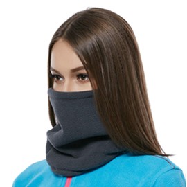 Winter Double Layer Fleece Neck Gaiter Neck Warmer Scarf Face Mask Beanie Hat