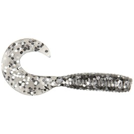 Yamamoto 4" Fishing Single Tail Grub - Swimming Soft Plastic Bass Lure Baits -Smoke with Black and Silver, 20 Pack