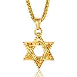 Gold Star of David Necklace Men Jewish Star Necklace Judaism Israel Christian Jewelry
