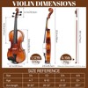 Kmise Violin 4/4 Full Set, High Density Ebony Violins, Glossy