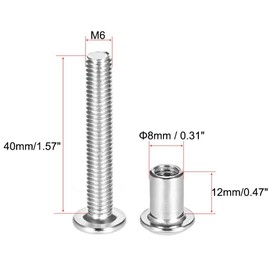 TA-VIGOR 5 Sets Furniture Connecting Screws Bolts, M6 x 40mm Binding Screws Posts Belt Buckle Binding Bolts, Hex Socket Fasteners for Kitchen Cabinet Cupboard Furniture Connectors
