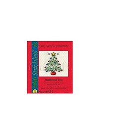 Mouseloft Counted Cross Stitch Christmas Card Kit - Traditional Tree - Includes Card and Envelope