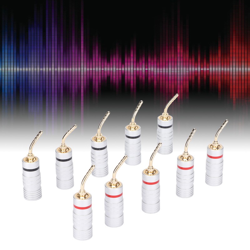 10pcs Banana Plug Needle Type Professional 24K Gold Plated Speaker