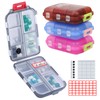 4PS Travel Pill Organizer with 164 Slice Labels，10 Compartments Travel