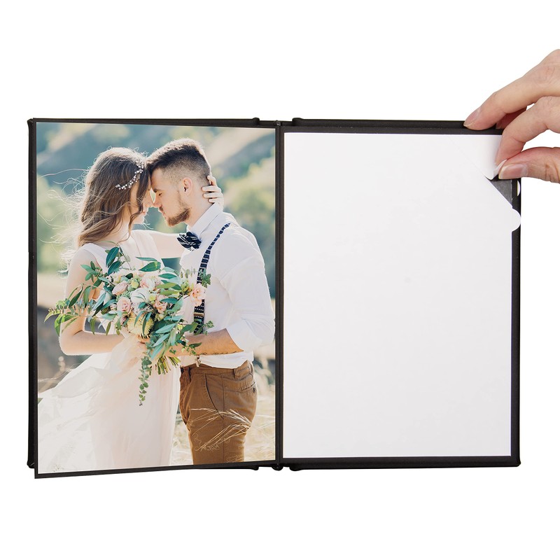4" x 6" Black Leather Self-Stick Photo Album - Holds
