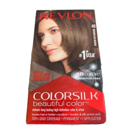 Revlon Permanent Hair Color Dye Colorsilk 4.4 oz 40 Medium Ash Brown 3 Pack