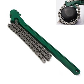 MOXRUQ Heavy Duty Ratcheting Chain Wrench, 16" Adjustable Oil Filter Wrench, Reversible Oil Filter Tool, Car Repaired Accessories, Pipe Wrench Chain Remover Tool Fit for 1.5" to 8" Diameter (Green)