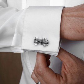 Gun Black Mini Racing Cufflinks For Men With Gift Box.