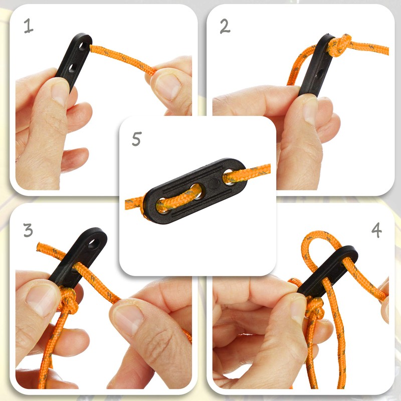 COM-FOUR® 8x guy ropes each 4m for camping reflective in