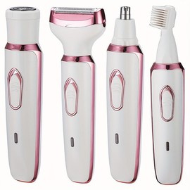 4 in 1 Electric Shaver, 1 Set Rechargeable Grooming Kit, Wet and Dry Bikini Trimmer, Portable Electric Epilator for Face, Nose, Legs and Underarms