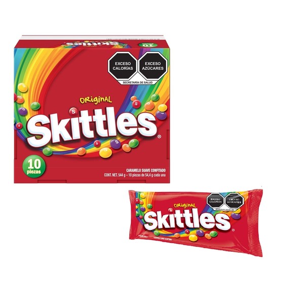 Skittles Dulces caramelo suave original 10 piezas de 54.4g - 540.4g