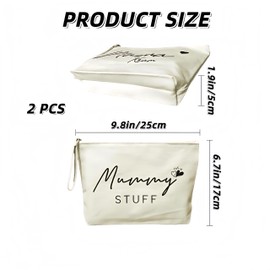 BAIWANLHC Mum to Be Gifts, Baby Shower Present for Pregnant Women, Cosmetic Bag, Canvas Pouch Bags with Zipper for Pregnant Women New Mom Gifts (White, 2PCS)