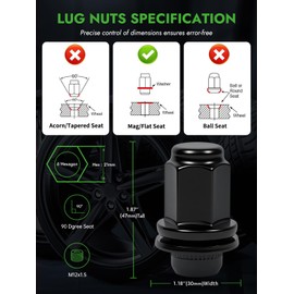 AUTOPTIM 20PCS M12x1.5 OEM Lug Nuts - Replacement for 1983-2022 Toyota Camry, 1994-2022 Toyota RAV4, 1998-2022 Toyota Sienna - OEM Factory Style Mag Seat 21mm Hex Black Wheel Lug Nut with Washer