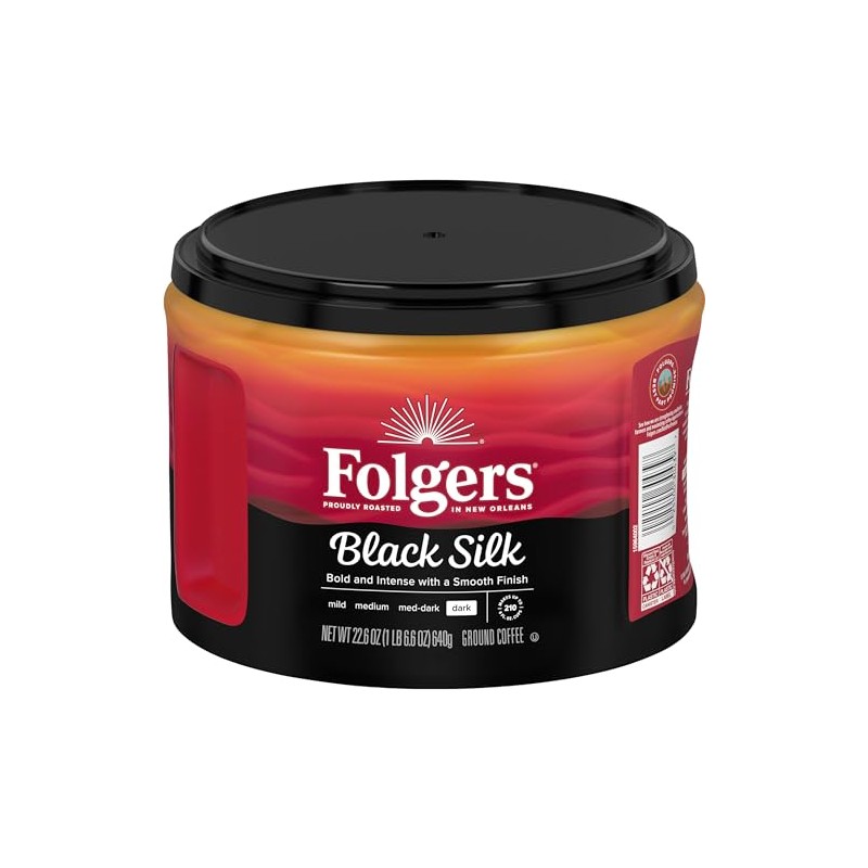 Folgers Café Molido Tostado Oscuro Black Silk, Bote De 22.6