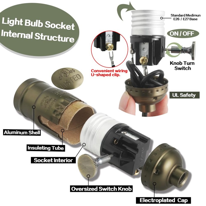 Asjeumt Lamp Rewire Kit Lamp Socket Replacement Kits 12 Foot