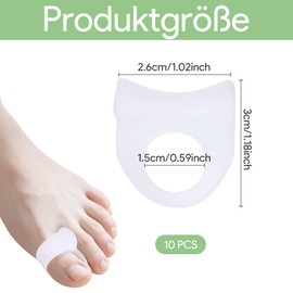 Pack of 10 Gel Toe Separators, White Toe Separators for Teenagers, Heel Exostosis Correction, Bunion Correction, Toe Overlap Spacers, Relieves Friction, Pressure and Pain