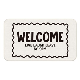 Udinaz Funny Welcome to Our Home Please Leave by 9 PM Door Mat Doormat Outdoor Indoor Entrance, Funny Welcome Mats for Outside Entryway Porch, 17x30 Inches