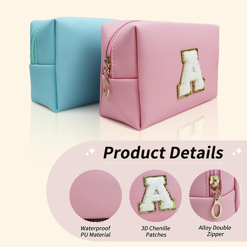 FuninCrea Klein Kosmetiktasche PU-Leder Make Up Tasche Kosmetikbeutel, Wasserdicht Kosmetiktasche