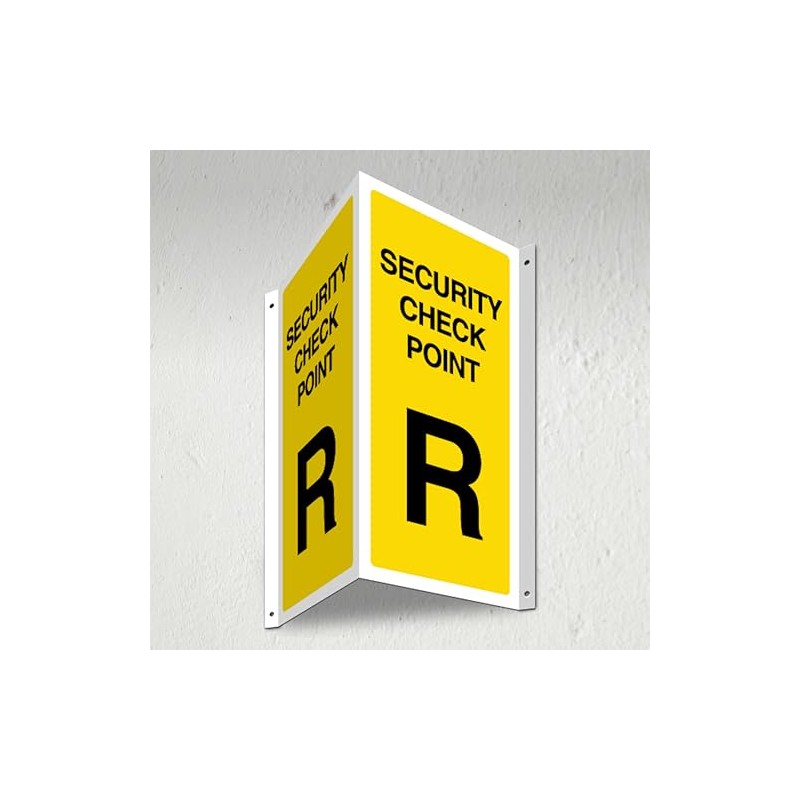 V Safety Security Check Point R - 3D Corridor Sign