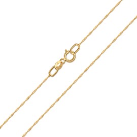 Amberta Allure Women 9 Ct Yellow Gold Chain Necklace: 1.1 mm Singapore Chain - 14 inch