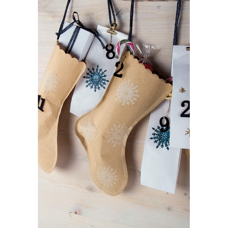 Rayher 67321521 Kraft Paper Christmas Stockings, 27.5 x 18 cm,