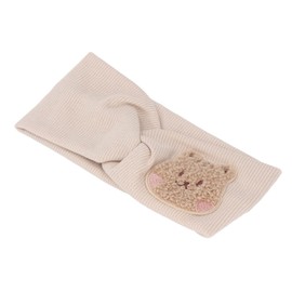 Super Soft Cotton Baby Headbands, Stretchy Cartoon Pattern Head Protection Wrap for Toddlers, Elastic Hairbands (Beige)