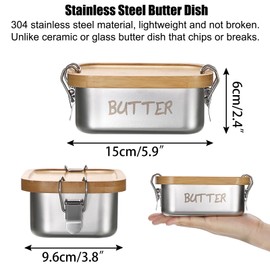 BSTKEY Stainless Steel Butter Dish with Lid for Countertop, Butter Holder with Silicone Sealing for Kitchen, Food Container for Picnic, Unbreakable Butter Keeper, Holds 1 Stick East Coast Butter