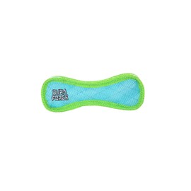 DURA FORCE - Durable Woven Fiber - Bone - Squeakers - Multiple Layers. Made Durable, Strong & Tough. Interactive Play Dog Toy (Tug, Toss & Fetch). Machine Washable and It Floats. (Junior, Blue Tiger)