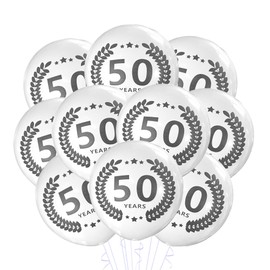 Year Latex Balloons 12 Count, Reunion Balloons for Anniversary Birthday Party Decorations, Retirement Years Event Balloons Celebration, Years in Business Opening 12 Inch Standard Size (50 Years)