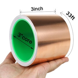 BOMEI PACK 3 Inch Copper Foil Tape,Copper Tape with Conductive Adhesive for Guitar, Gold Duct Tape Metal Foil Adhesive Duct Tape for Electrical Repairs, (3 Inch)