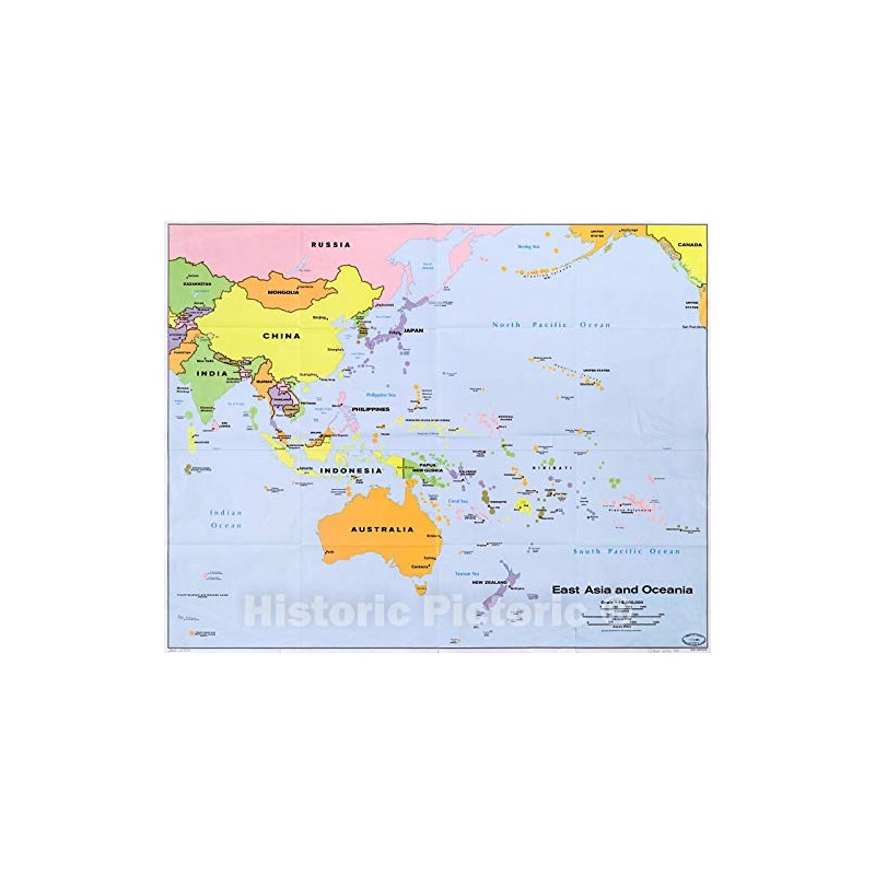Historic 2002 Wall Map - East Asia and Oceania. 24in