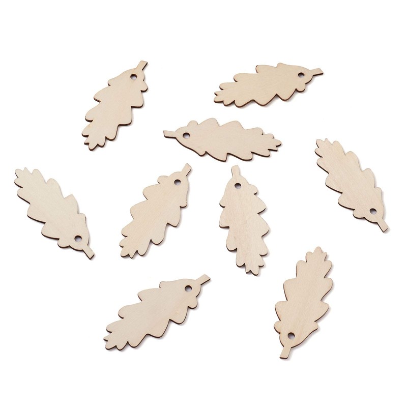 Cheriswelry 50pcs Unfinished Wooden Leaf Pendants Natural Wood Tree Leavse