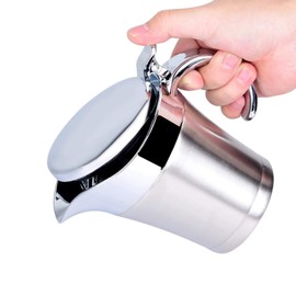 Goshyda Gravy Boat, Gravy Boat Made of 304 Stainless Steel with Hinged Lid, Double Insulated Sauce Jug, 450/750 ml, Dishwasher Safe (Small 450 ml)