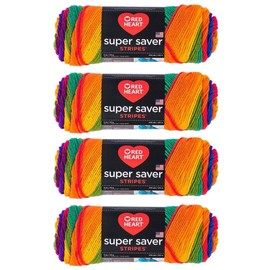 Bulk Buy - Red Heart Super Saver Yarn (4-Pack of 5oz Skeins) (Favorite Stripe)