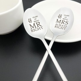 48th Anniversary Spoon Gifts for Couple Husband Wife 48Year Anniversary Spoon Gifts for Him Her 48th Wedding Anniversary Present for Couples Parents Grandparents