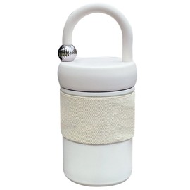 Coffee Cup Thermal Travel Cup 400ml Stainless Steel Minimalist Portable Handle Hot and Cold Insulated Tumbler for Daily Travel White
