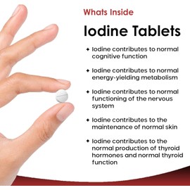 High-Strength Iodine Tablets - 180 Vegan Tablets (6-Month Supply) - Natural Potassium Iodide Source - 100% RI - Non-GMO - UK-Made by New Leaf