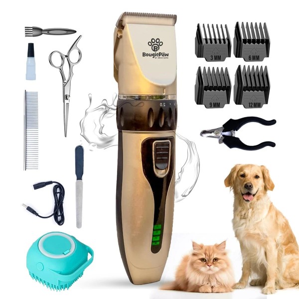 Bougiepaw Grooming Kit for Dogs at Home - Rechargeable Low