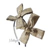 Metallic Textured Double Flowered Headband-Gold