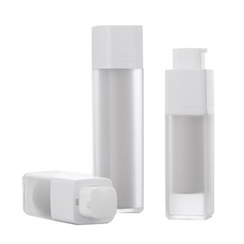 Plastic Square Airless Pump Bottles Essence Dispenser Foundation Bottle Empty Cream Lotion Bottle Cosmetic Container 3pcs(15ml+30ml+50ml)